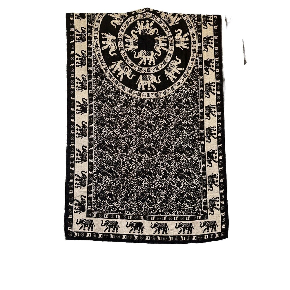 lrsm & hnos elephant scarf wrap tapestry silver metallic threading